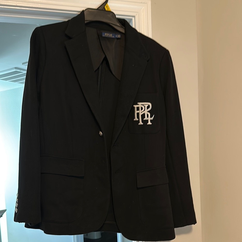 Black Blazer with Embroidered Logo